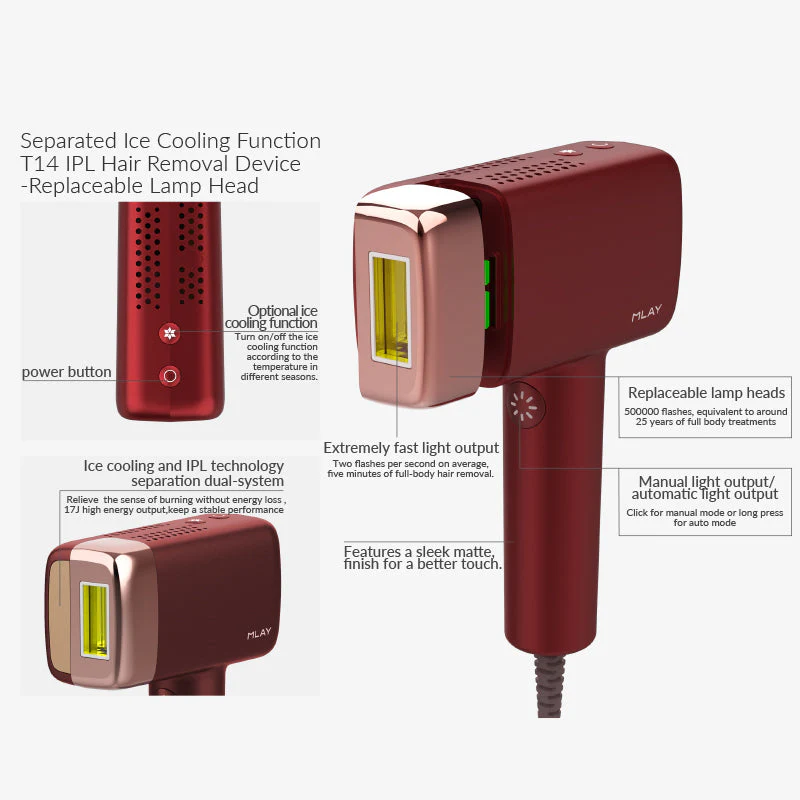 Mlay T14A Hair removal - Crimson Red - Image 3